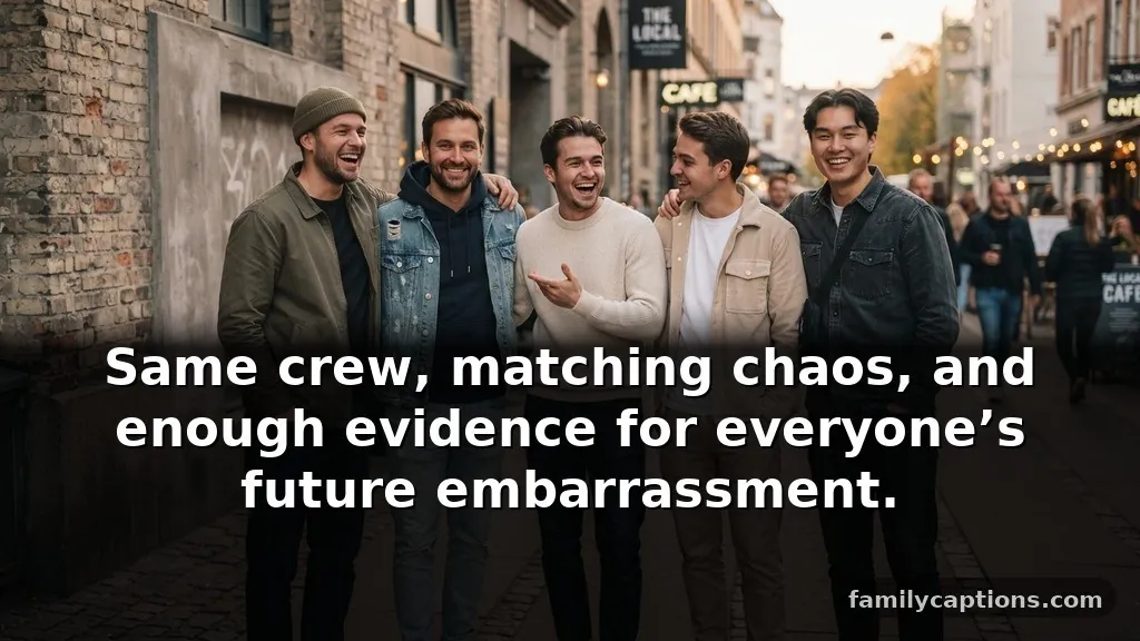 Friendship captions for boys in group photos with brothers